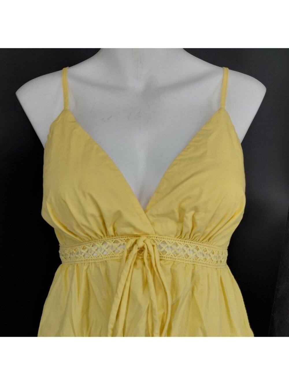 Sundress Dress Womens Large Yellow Crochet Empire Waist Boho Summer Spring Beach - Picture 1 of 14